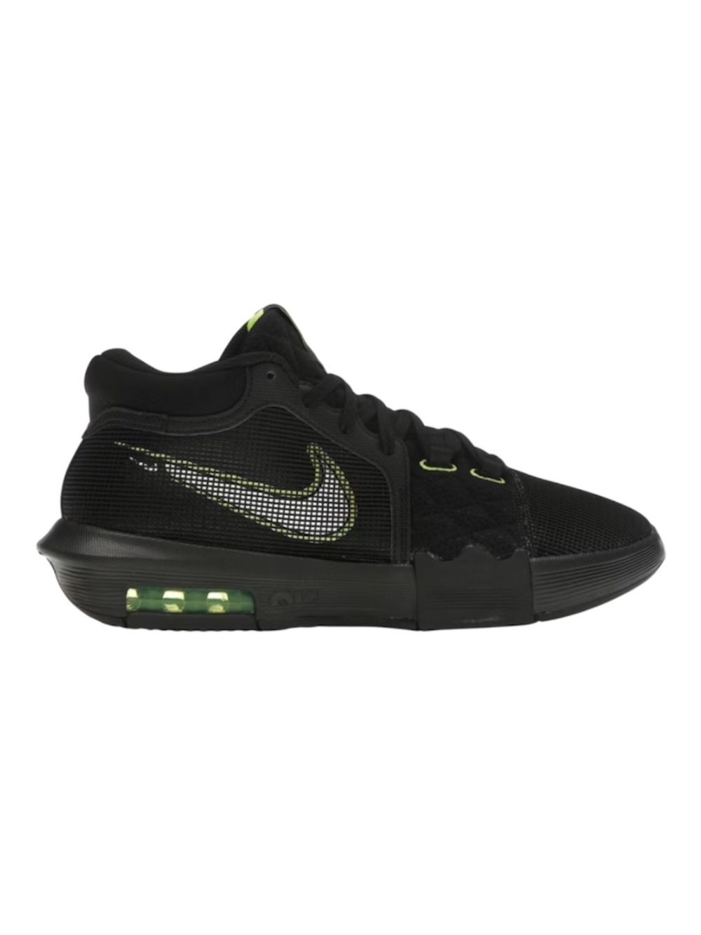 NWB- NIKE LEBRON WITNESS VIII UNISEX SHOES/ BLACK- WHITE- VOLT/ SIZE: M 9.5/W 11